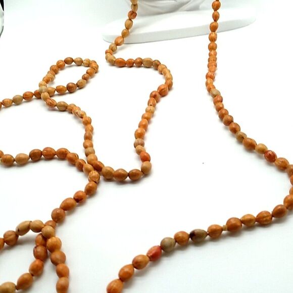 Unbranded Jewelry - Very Long Nut Seed Shell Bead Necklace 39" Drop